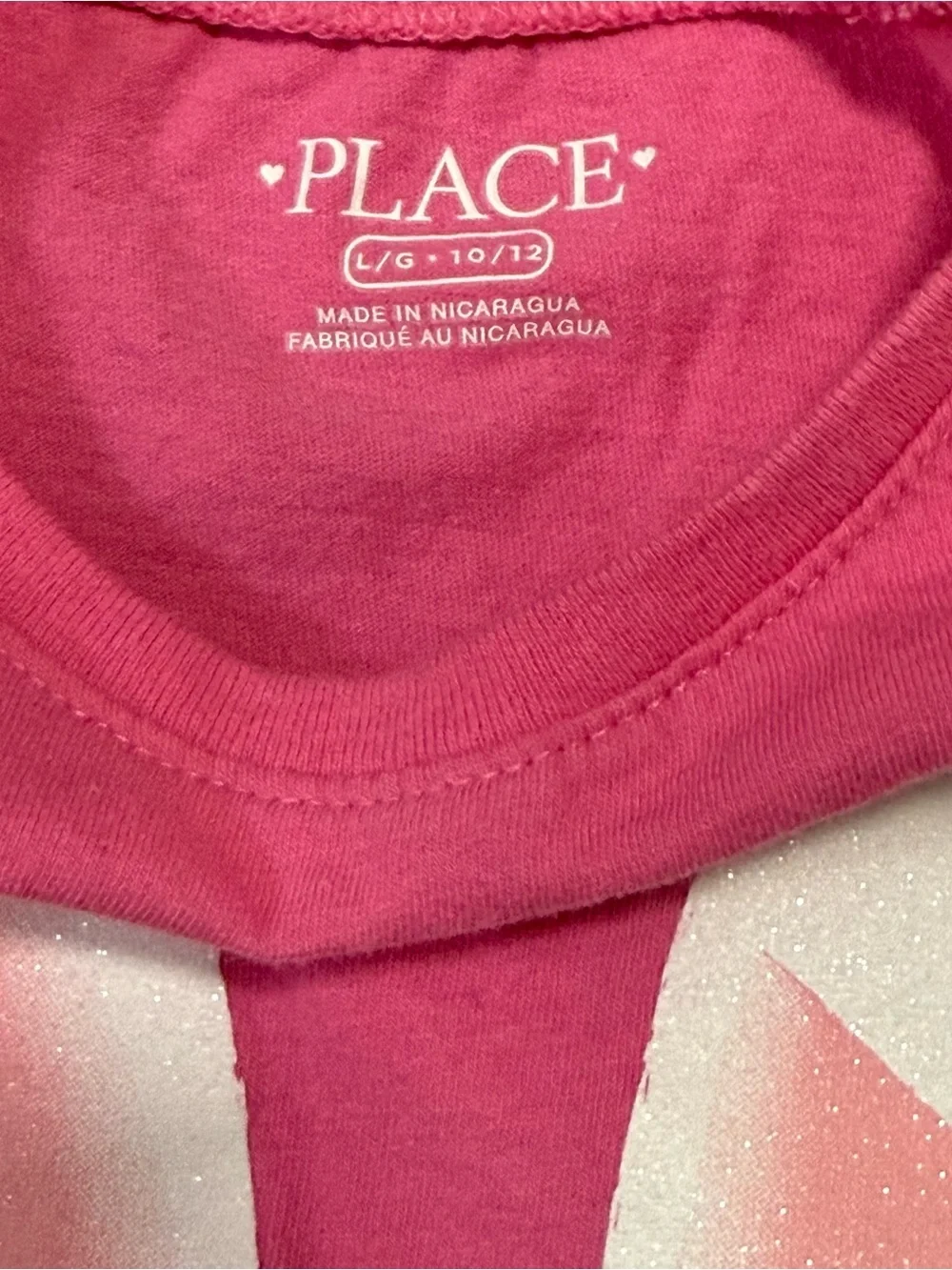 the children's place girls lot of 2 pink tops size L 10-12 Bunny And Love